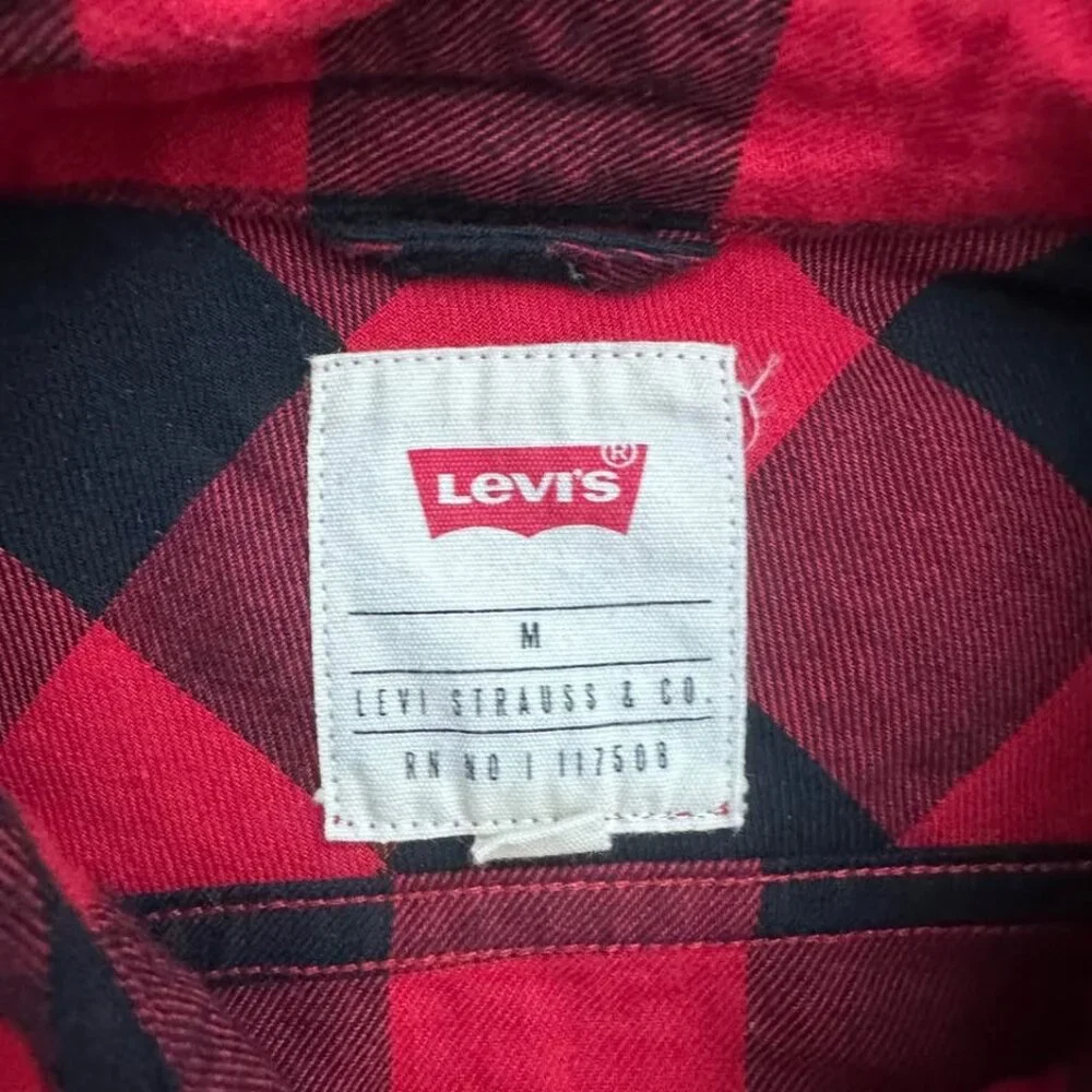 Levi's Buffalo Plaid Flannel Shirt (Medium) Black Red